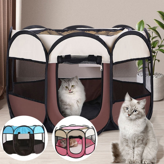 Portable Octagonal Pet Tent: Foldable Playpen & Kennel for Dogs and Cats